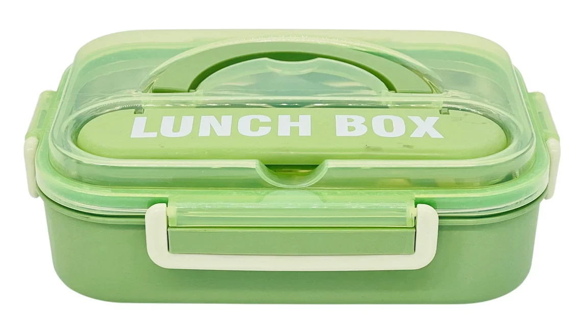 HMJP Three Compartment Lunch Box with Spoon 1000ml, SUS304 Stainless Steel Inter