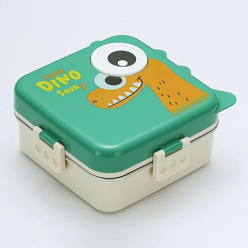 LAX SON Super Dino Individual Seal Lunch Box 1120ml + 70ml, Green